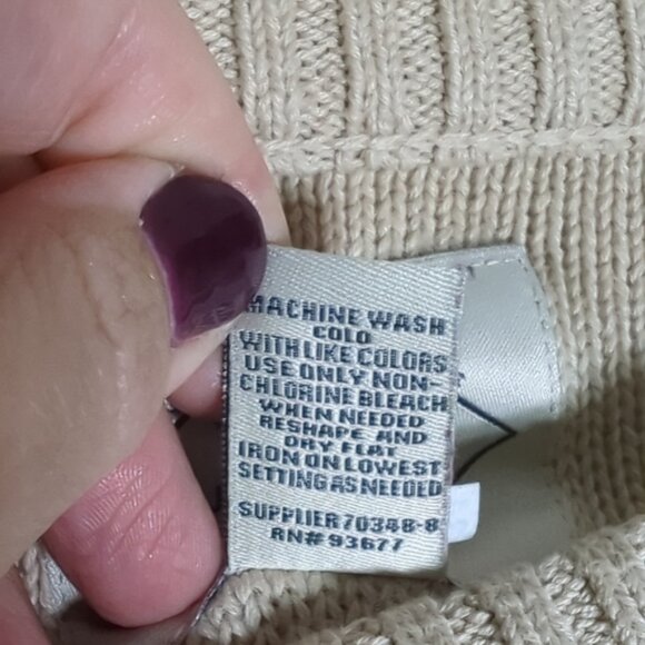 St Johns Bay Mens Fishermans Sweater Cable Knit Cotton Cream Chunky Grandpa XXL - Picture 7 of 8